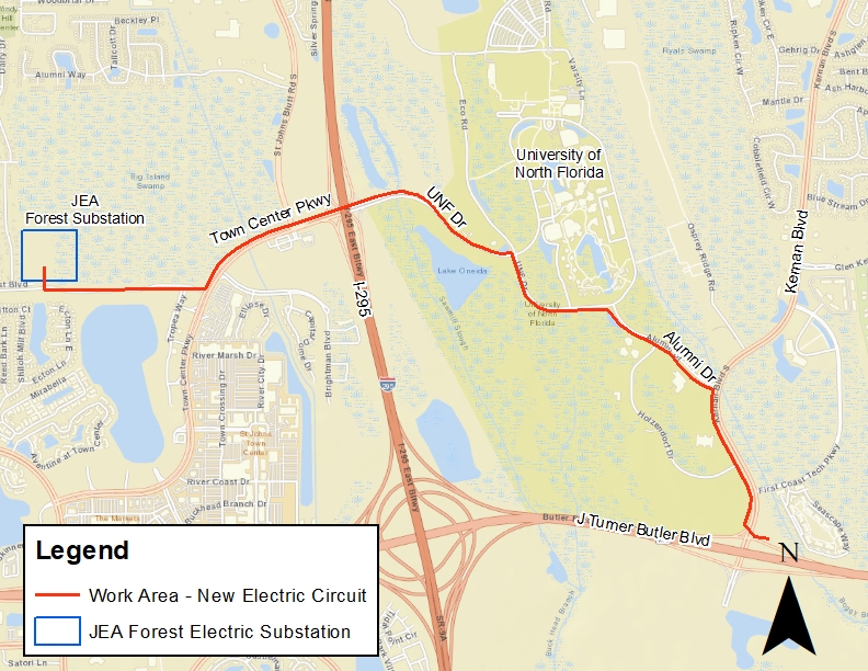 University of North Florida Electric Reliability Project - Map